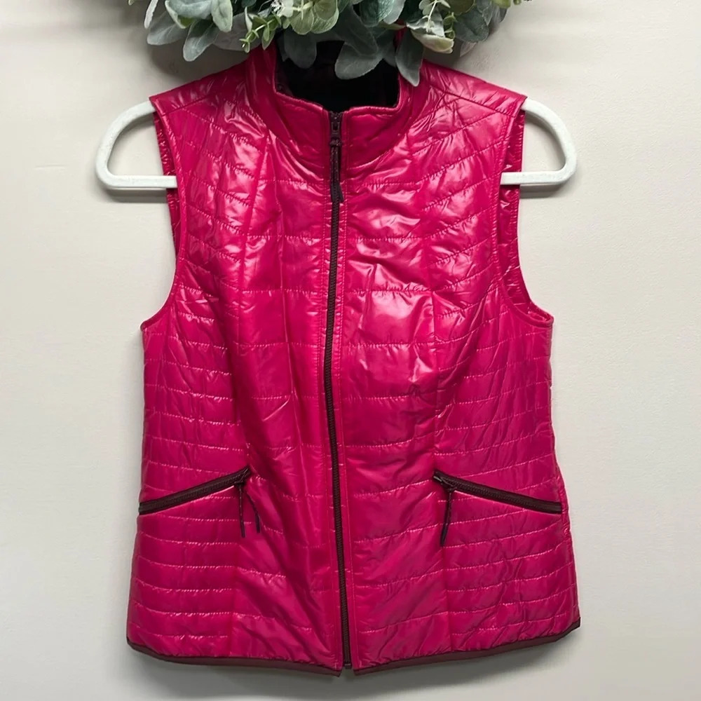 NWOT Talbots Quilted Cire Primaloft Full Zip Vest Pink XS